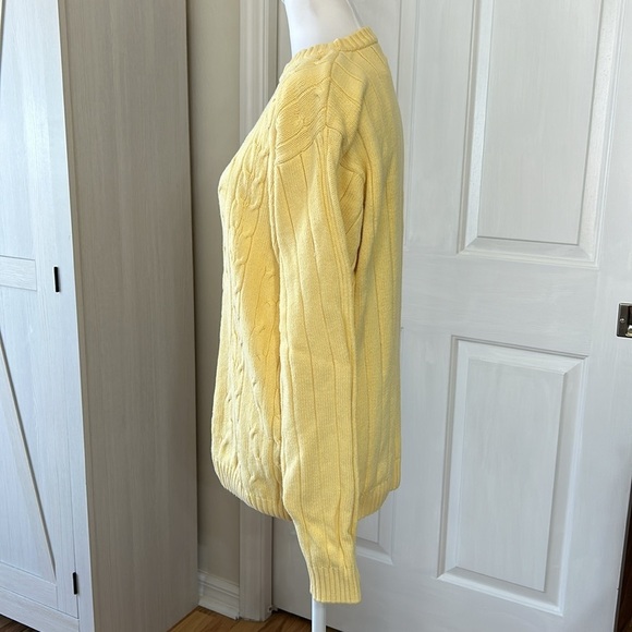 Bill Blass Yellow Crew Neck Cable Sweater Sz M - Picture 3 of 7